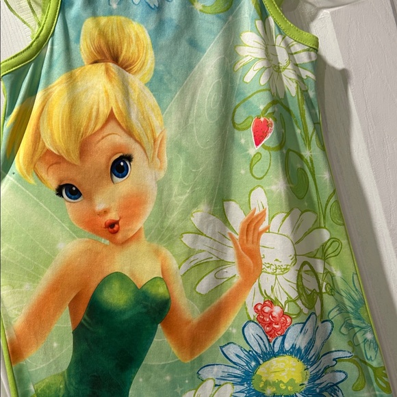 Disney Fairies Green Tinkerbell Floral Night Dress 7/8 - Picture 2 of 8